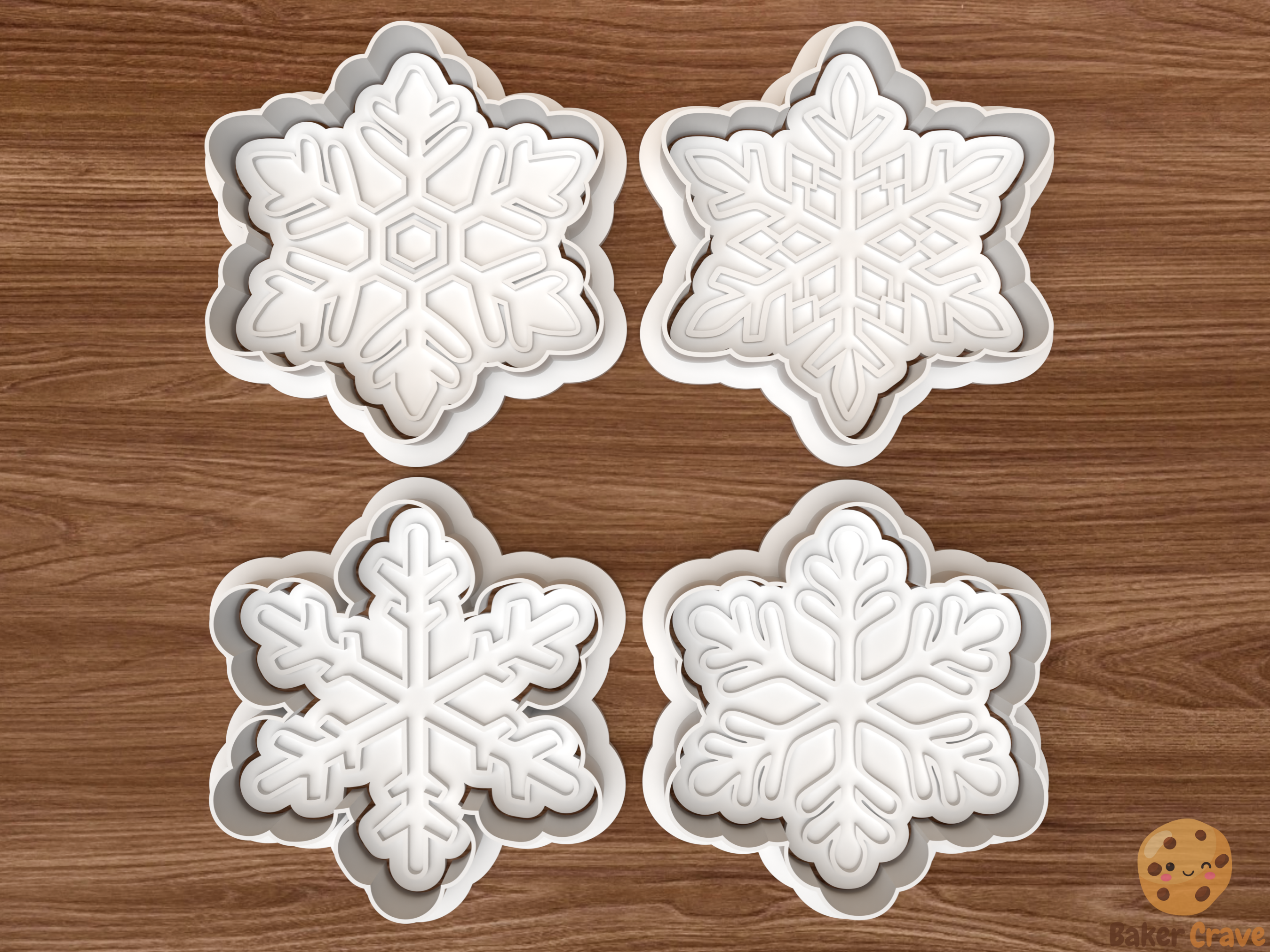 Snowflake Cookie Cutter Set STL File - snow1