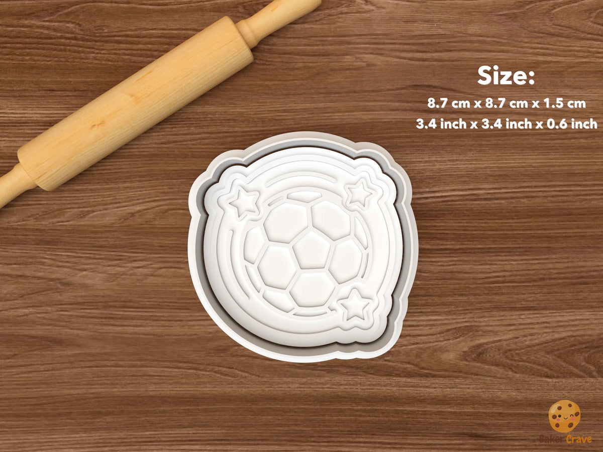 Soccer Birthday Cookie Cutter Set - single soccer ball badge