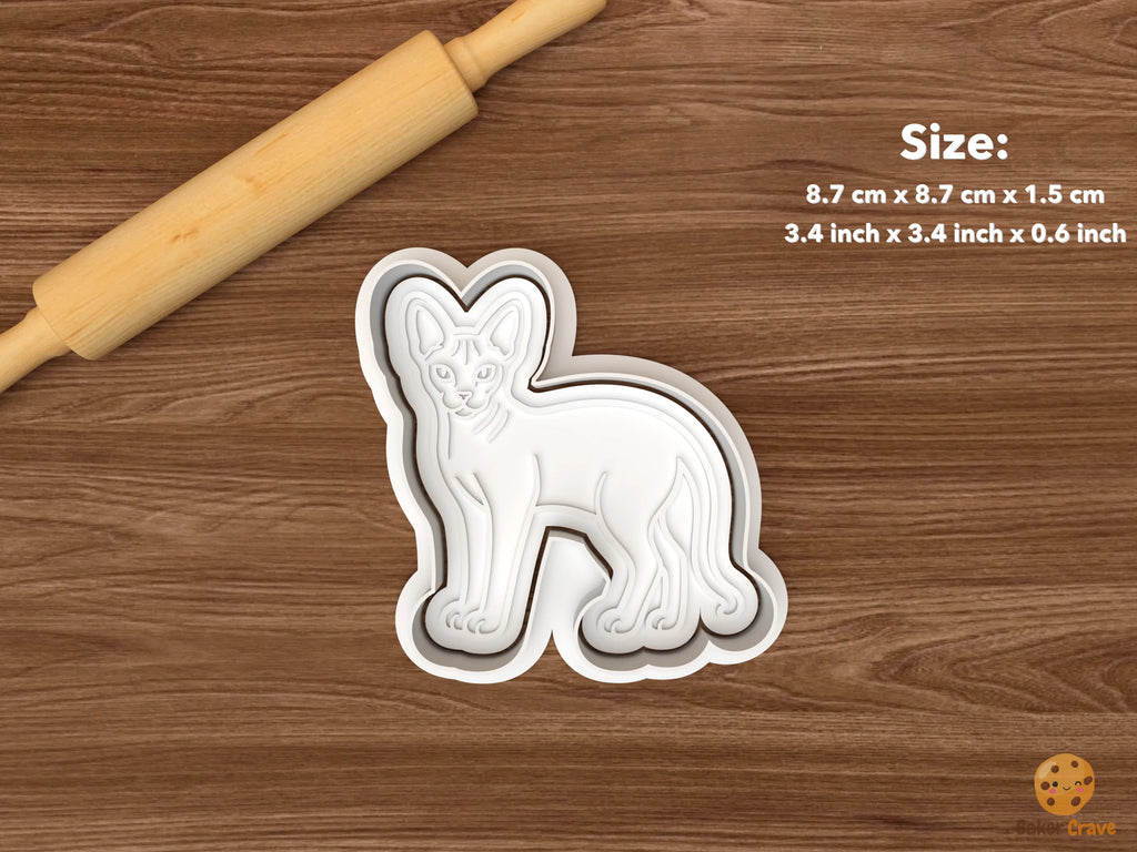 Sphynx Cat Cookie Cutter Set STL File - single standing sphynx cat