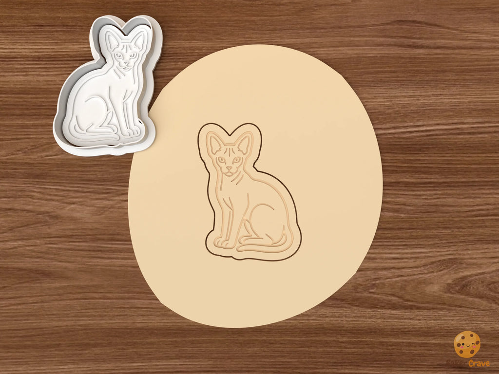 Sphynx Cat Cookie Cutter Set STL File - dough sitting sphynx cat