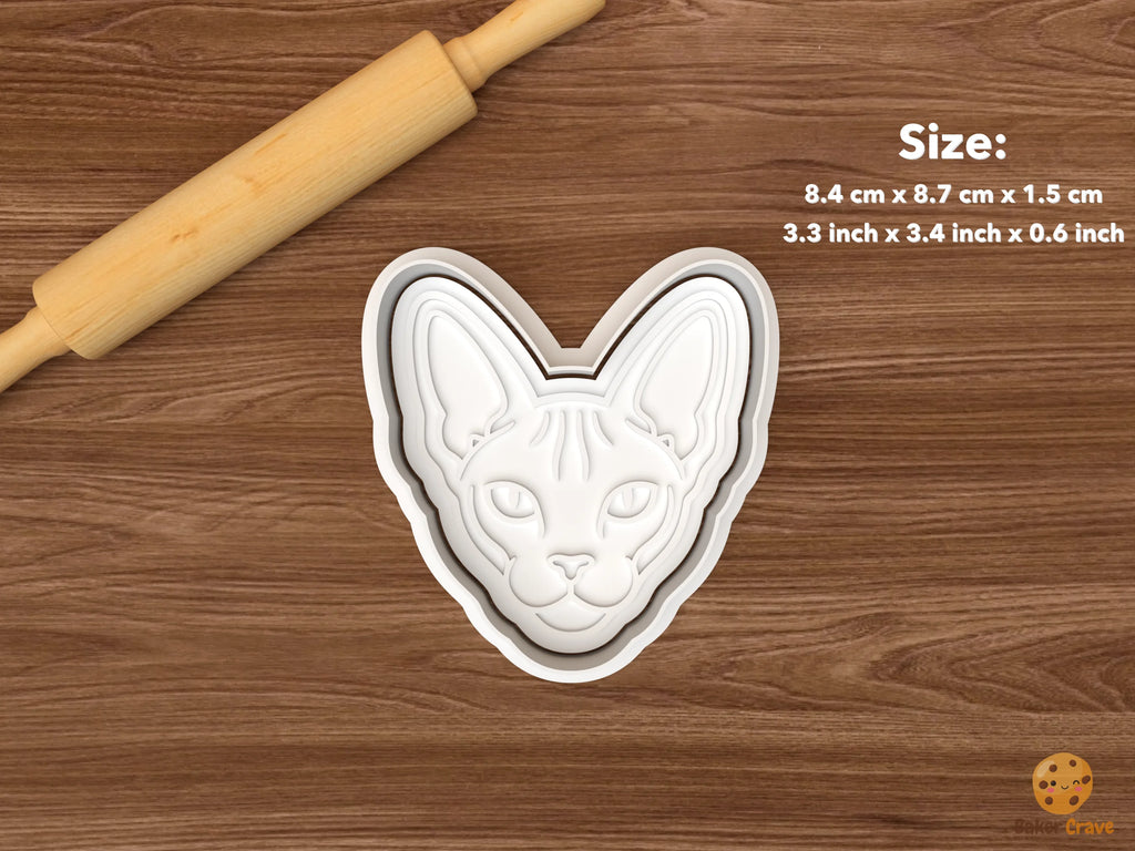 Sphynx Cat Cookie Cutter Set STL File - single sphynx cat face