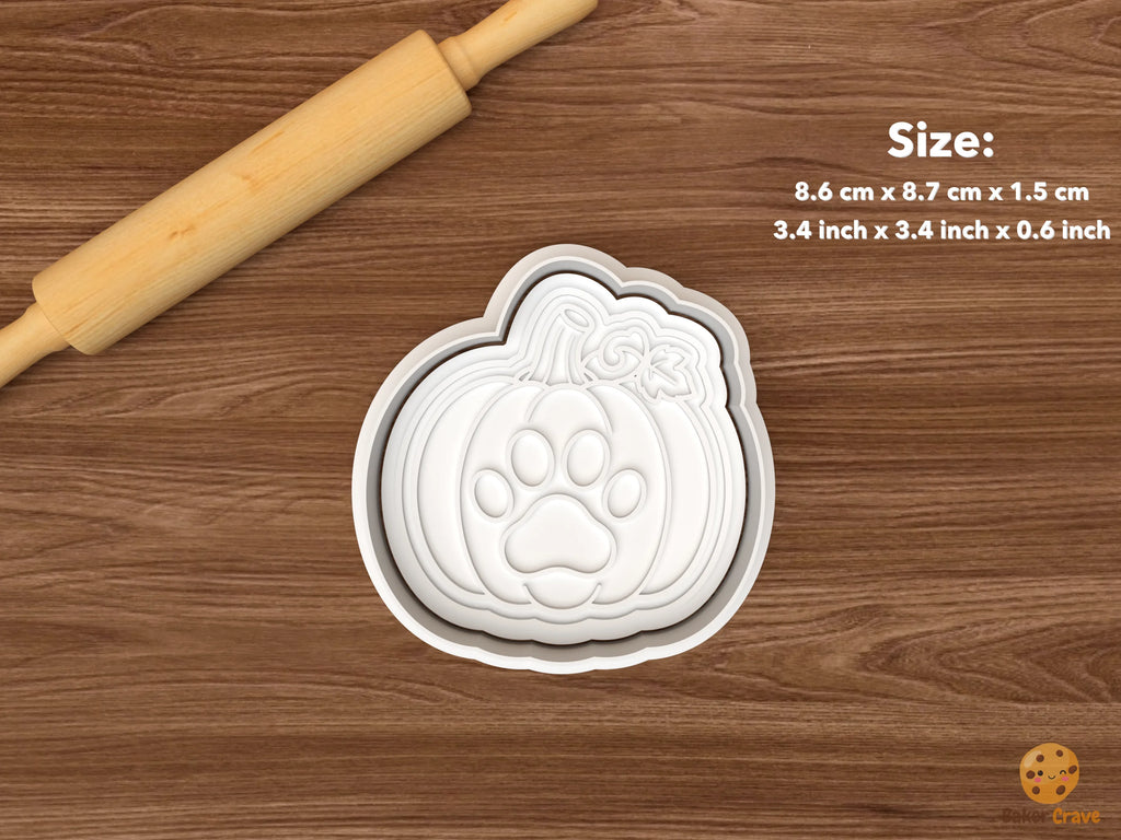 Spooky Cat Café Cookie Cutter Set STL File - single pumpkin paw print