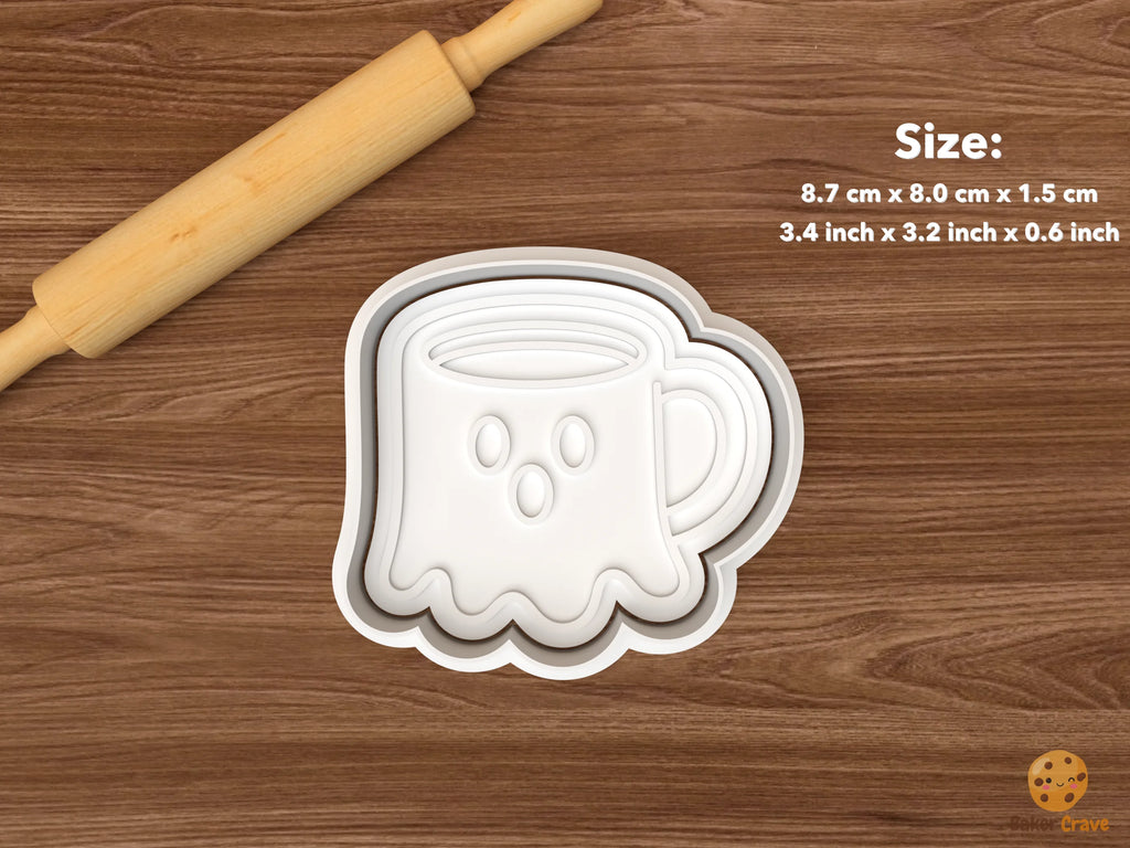Spooky Coffee Shop Cookie Cutter Set STL File - single ghost mug