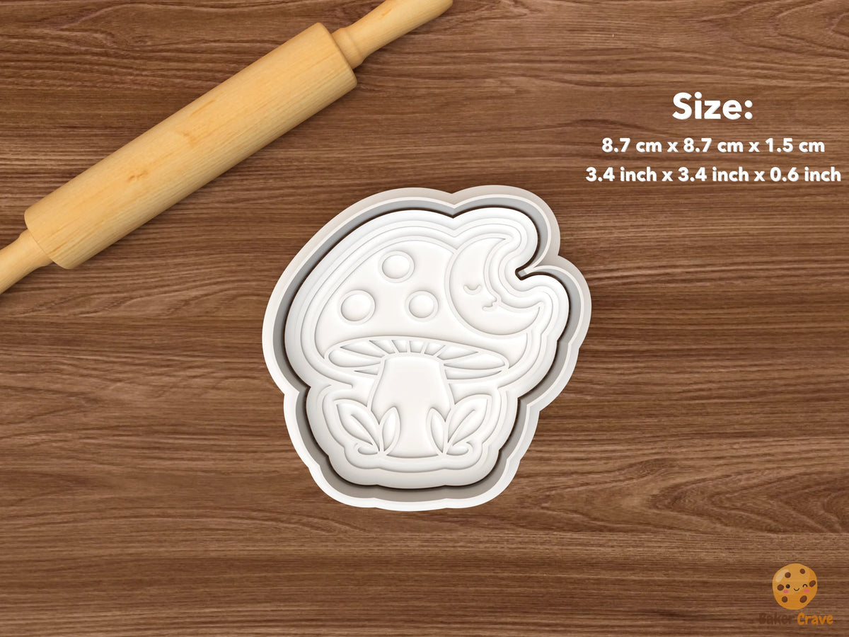 Spooky Garden Cookie Cutter Set STL File - single moon mushroom