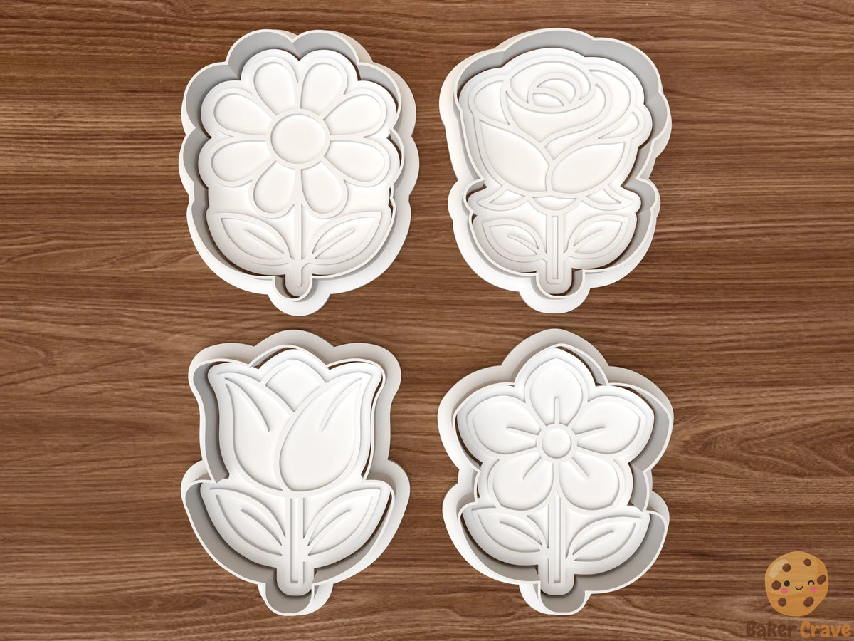 Spring Flower Cookie Cutter Set STL File - flower1
