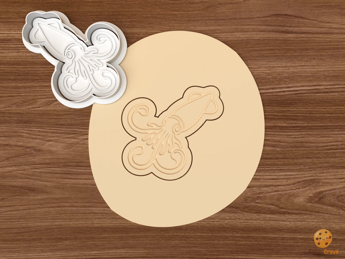 Squid Cookie Cutter Set - dough curled tentacle squid