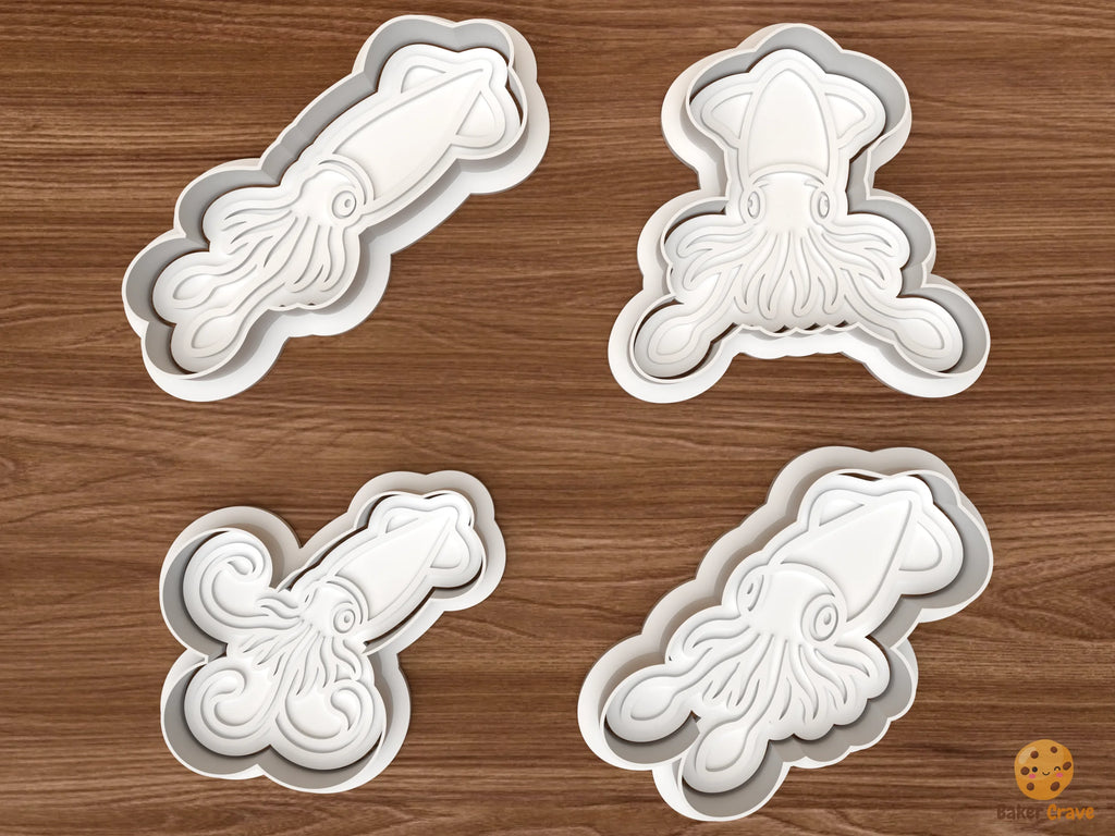 Squid Cookie Cutter Set STL File - 01 set main