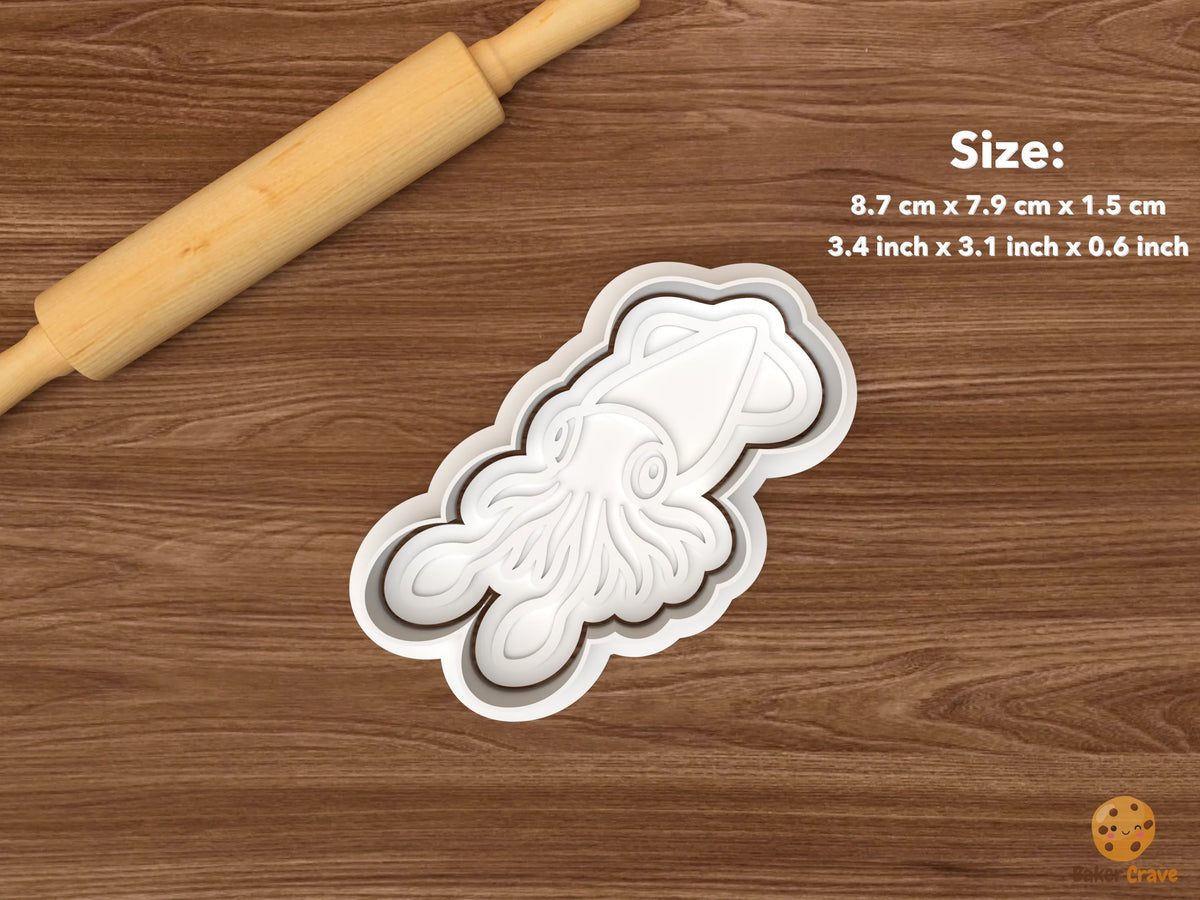Squid Cookie Cutter Set - single angled squid