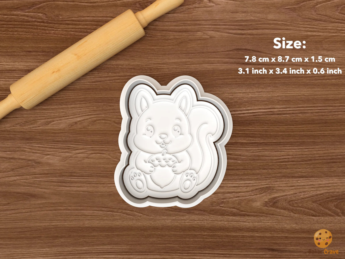 Squirrel Cookie Cutter Set STL File - single sitting squirrel