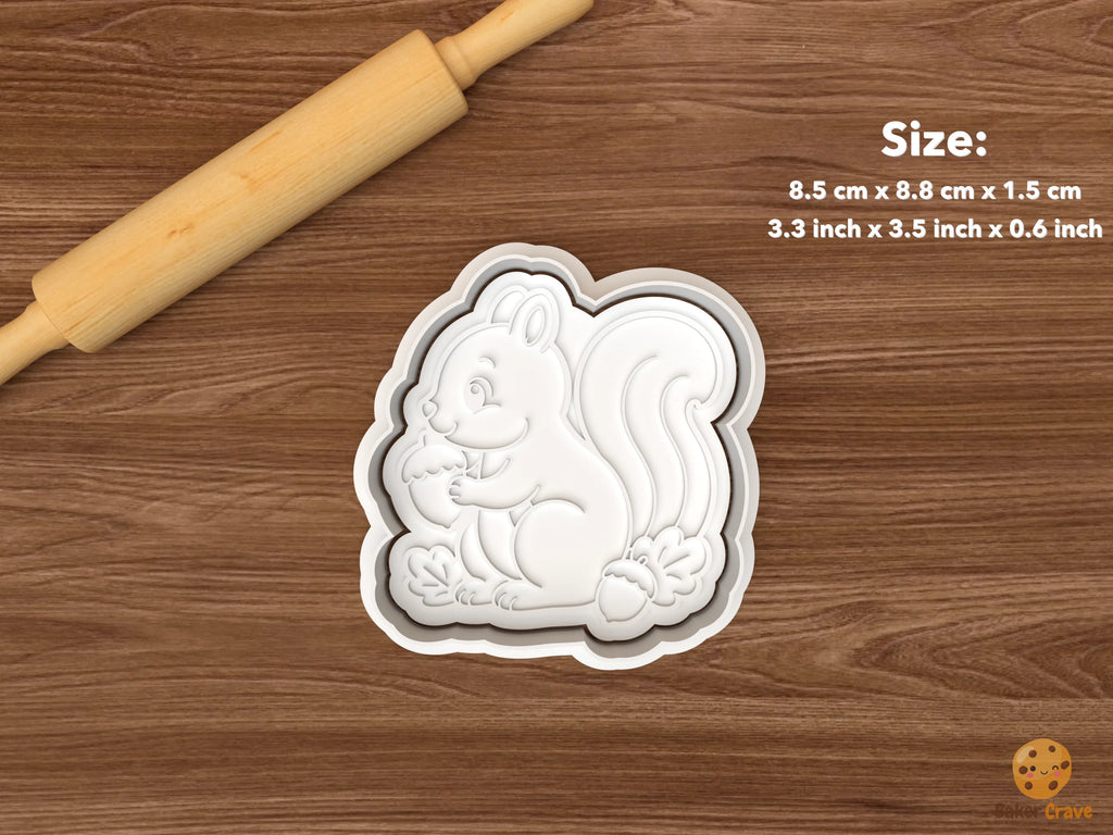 Squirrel Cookie Cutter Set STL File - single squirrel with acorn