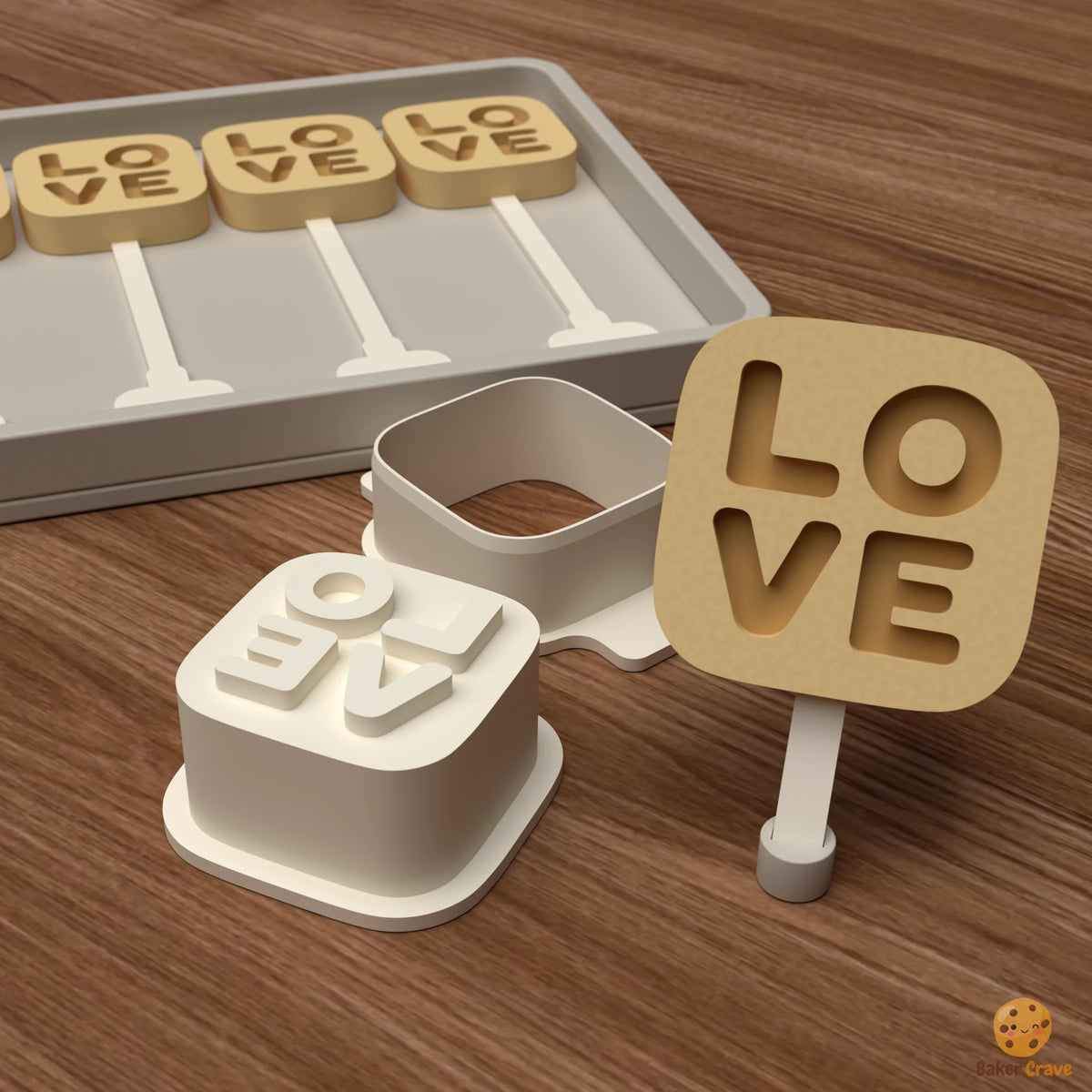 Stacked Love Cake Pop Mold STL File