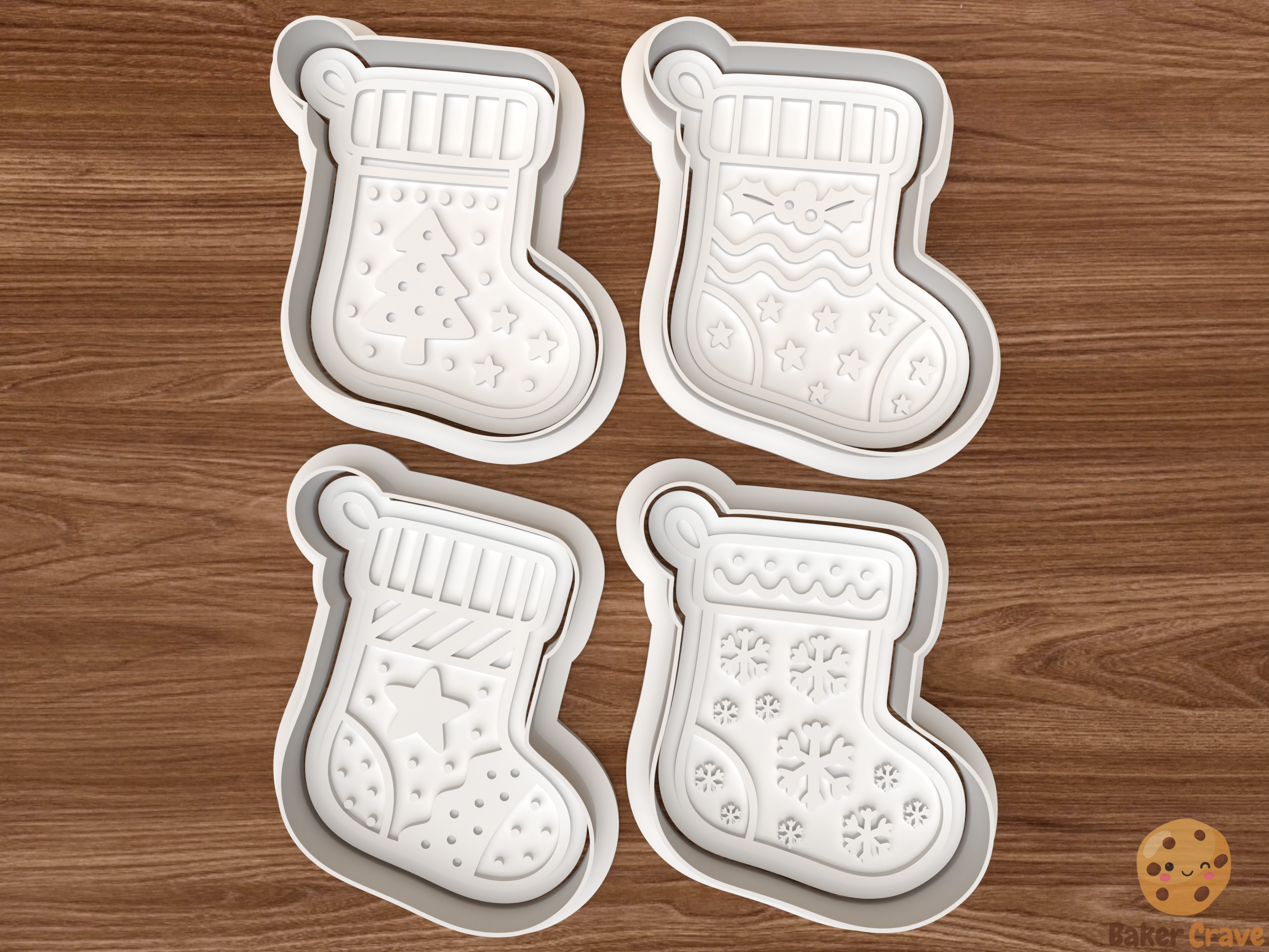 Christmas Stockings Cookie Cutter Set STL File - stock1