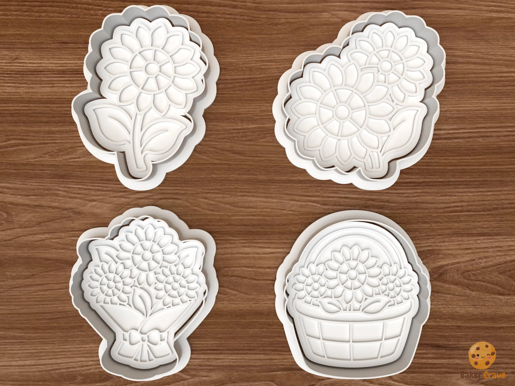 Sunflower Harvest Cookie Cutter Set STL File