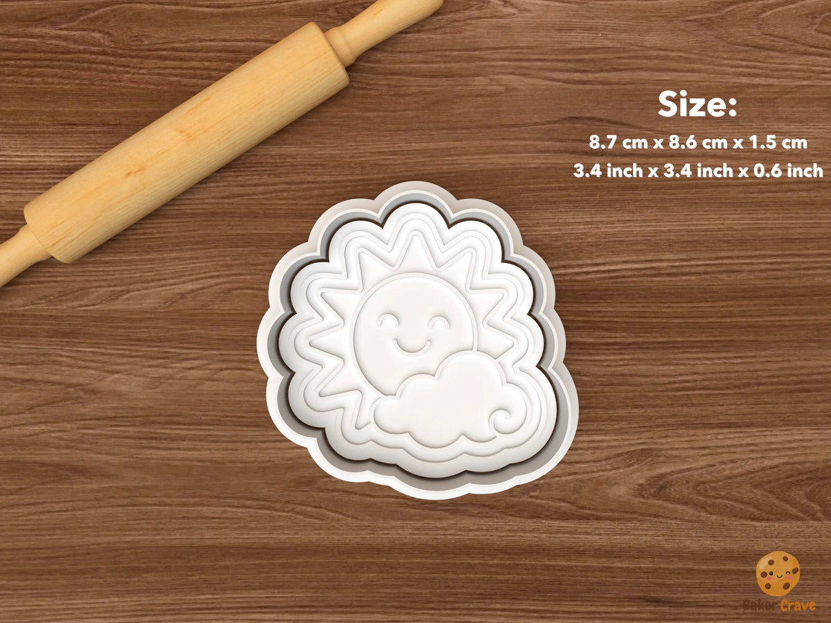 Sunshine Baby Shower Cookie Cutter Set - single smiling sun cloud