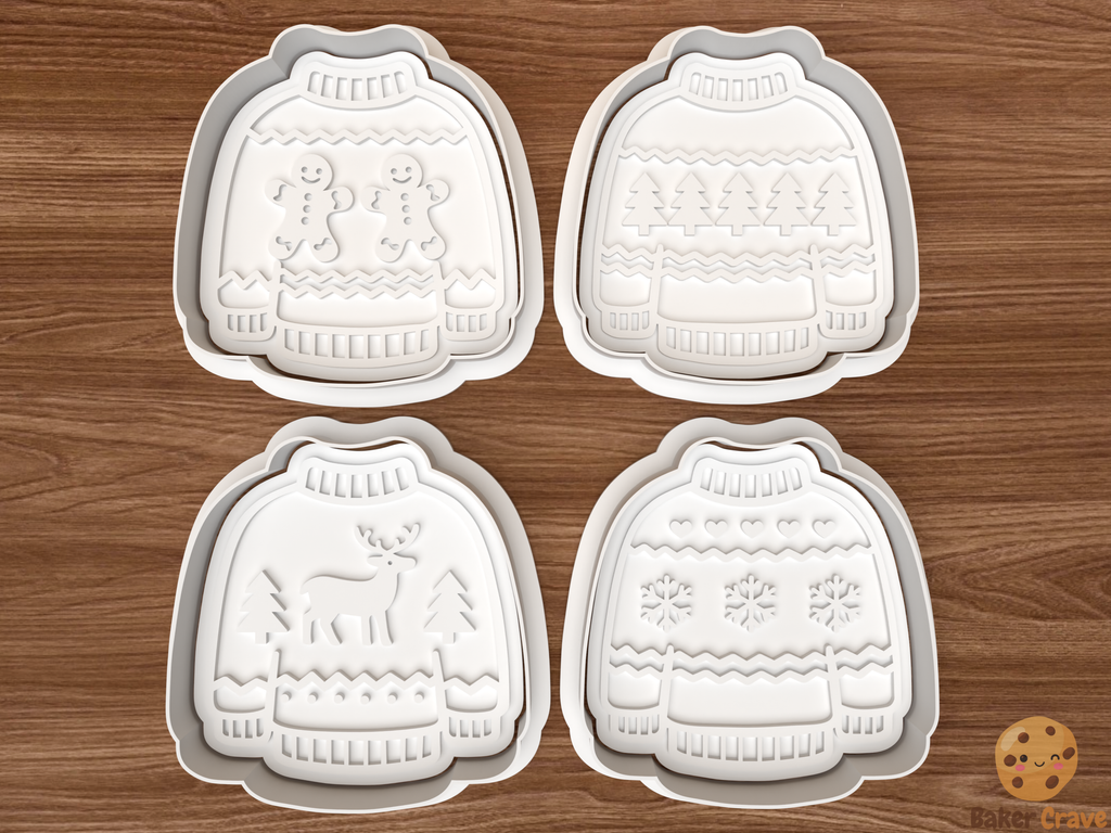 Christmas Sweater Cookie Cutter Set STL File - sweater1