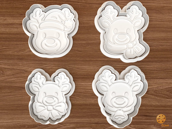 Sweet Reindeer Faces Cookie Cutter Set