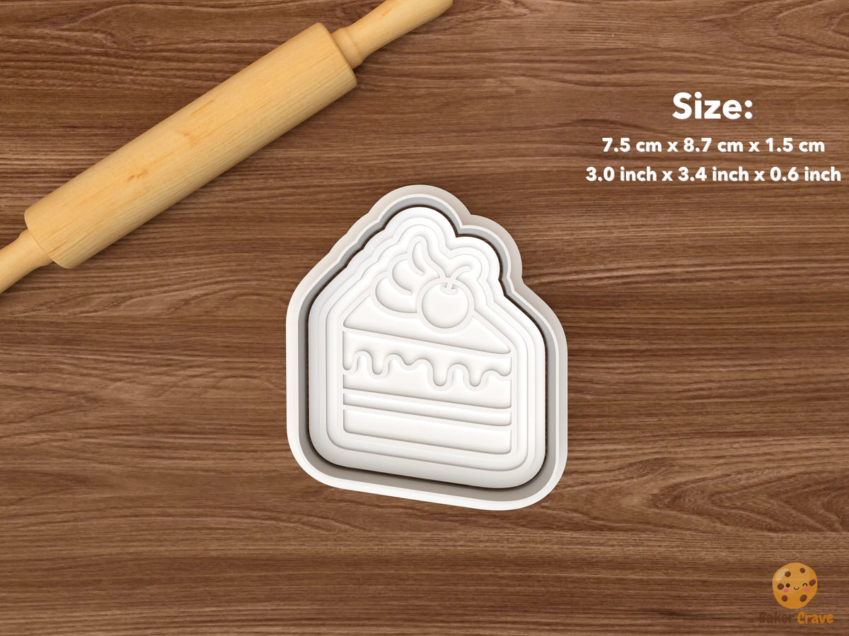 Sweet Treats Cookie Cutter Set - single cake slice with whipped cream and cherry