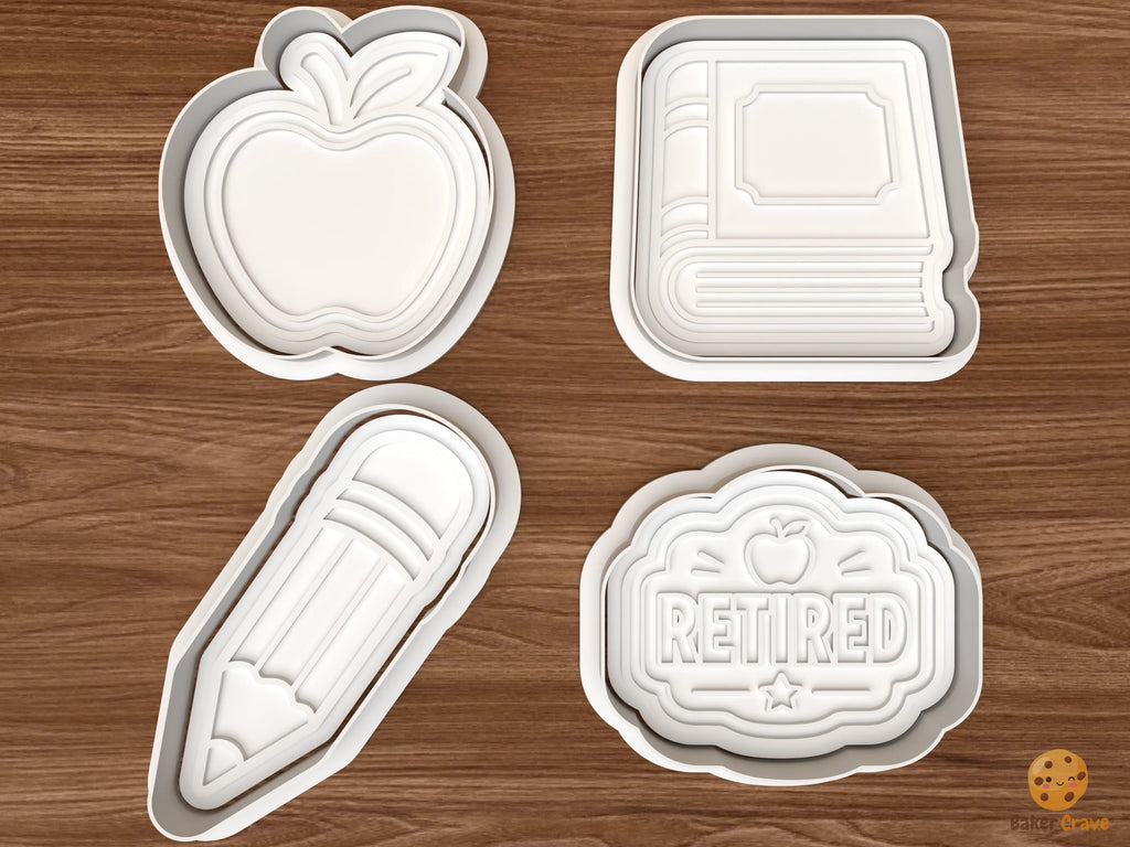 Teacher Retirement Cookie Cutter Set STL File - 01 set main