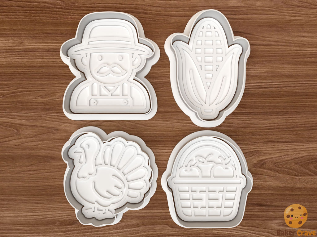 Thanksgiving Cookie Cutter Set STL File - tg1