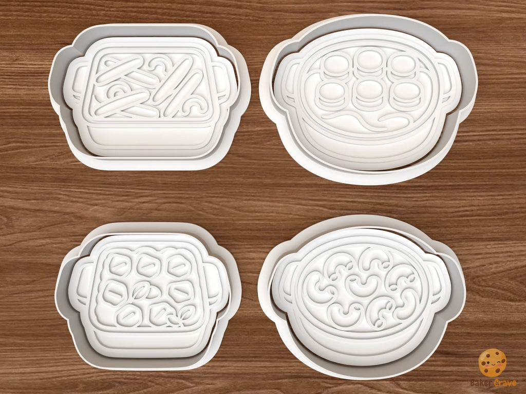 Thanksgiving Casserole Dinner Cookie Cutter Set STL File