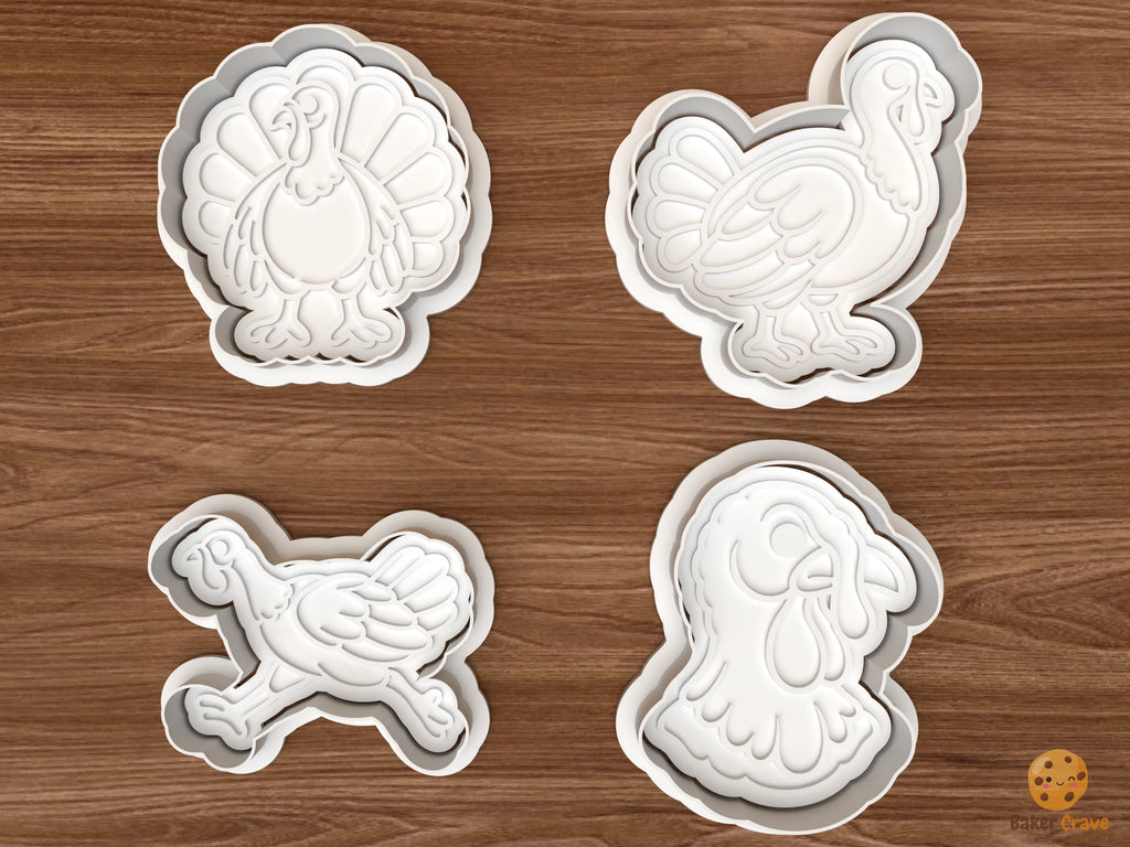 Thanksgiving Turkey Collection Cookie Cutter Set STL File