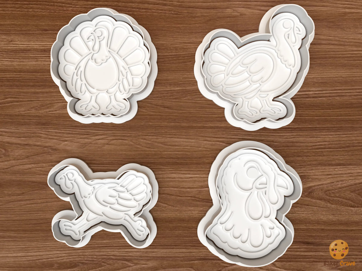 Thanksgiving Turkey Collection Cookie Cutter Set STL File