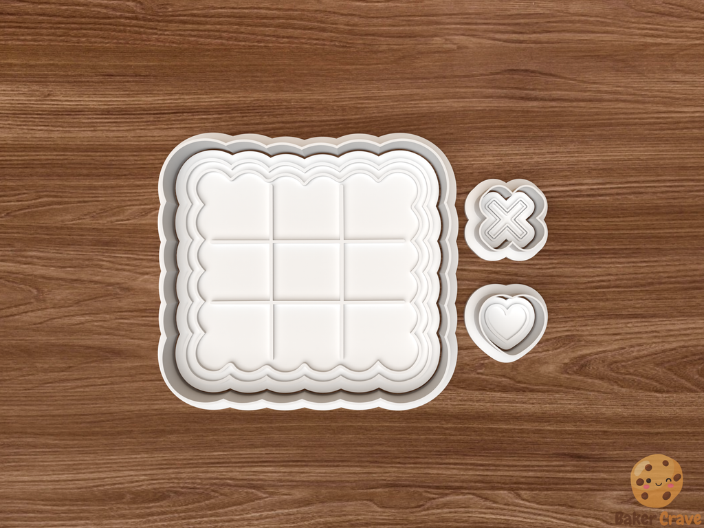 Valentine Tic Tac Toe Cookie Cutter Set STL File - tictactoe1