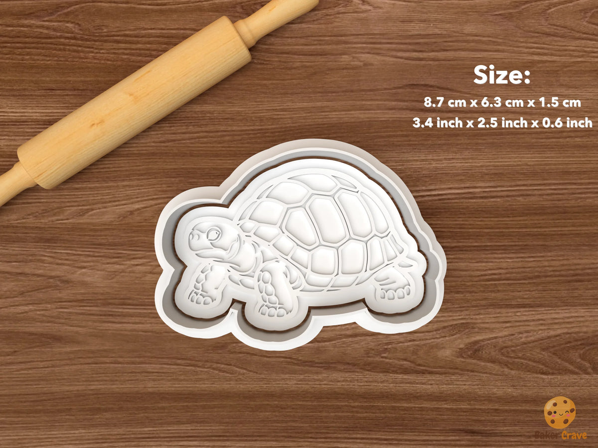 Tortoise Cookie Cutter Set STL File - single small side view tortoise