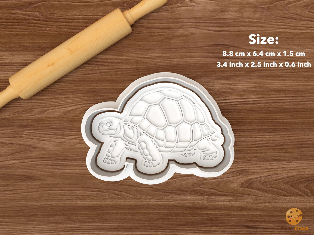 Tortoise Cookie Cutter Set STL File - single side view tortoise