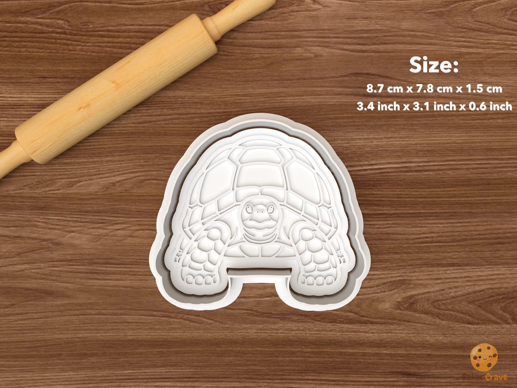 Tortoise Cookie Cutter Set STL File - single front view tortoise