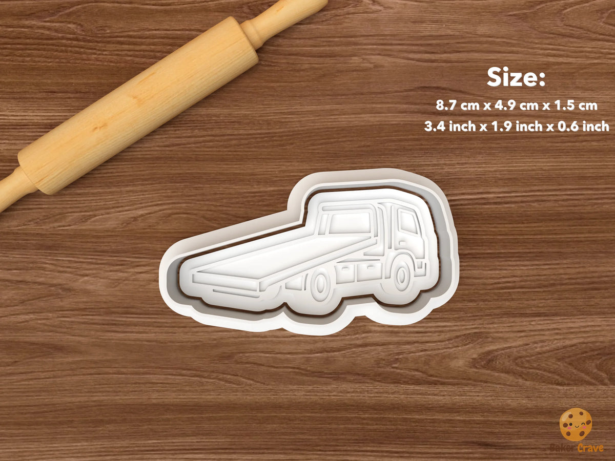 Tow Truck Cookie Cutter Set - single flatbed tow truck