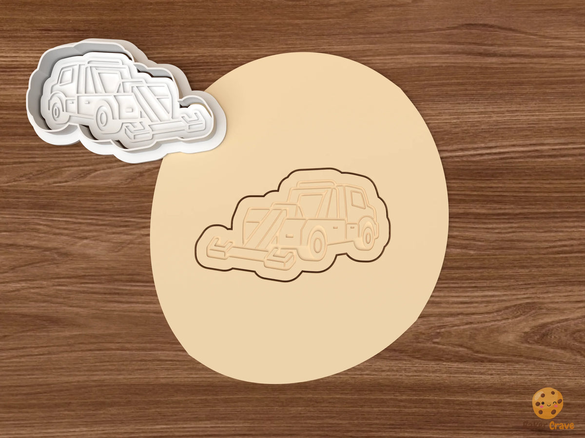 Tow Truck Cookie Cutter Set - dough wheel lift tow truck