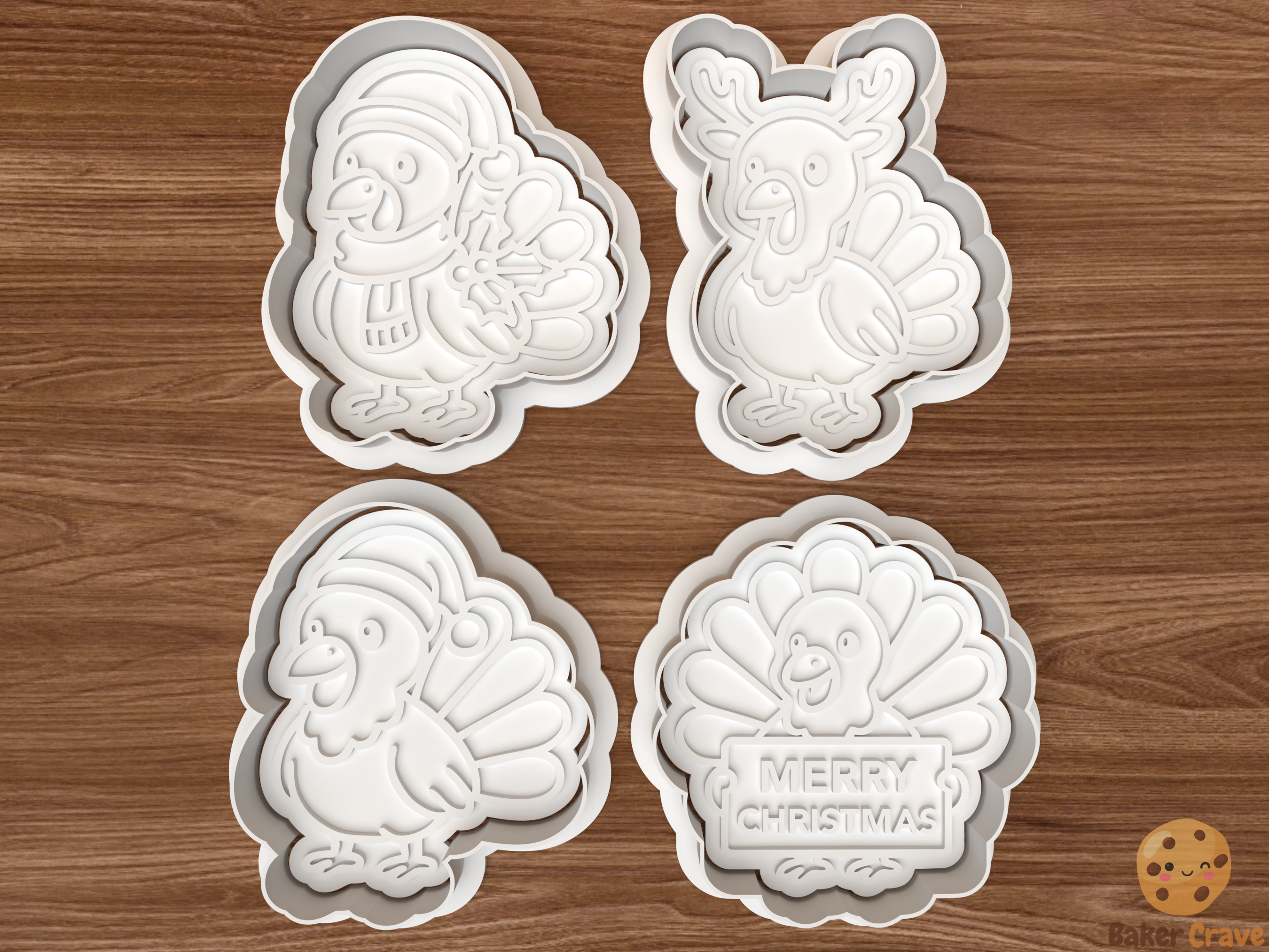Christmas Turkey Cookie Cutter Set STL File - turkey1