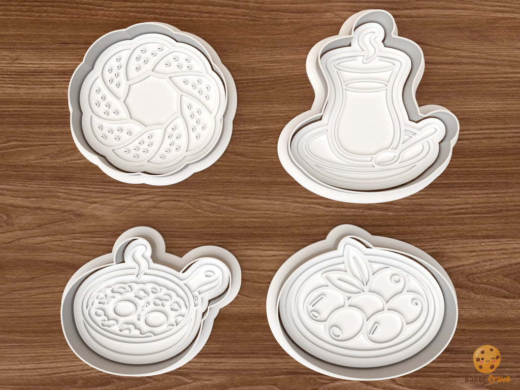 Turkish Breakfast Cookie Cutter Set STL File - 01 set main