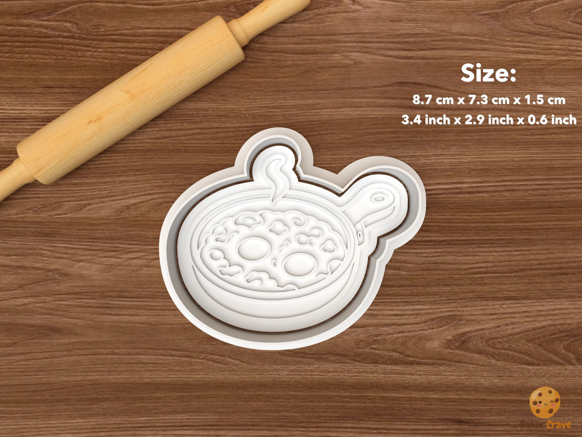 Turkish Breakfast Cookie Cutter Set STL File - single steaming breakfast skillet