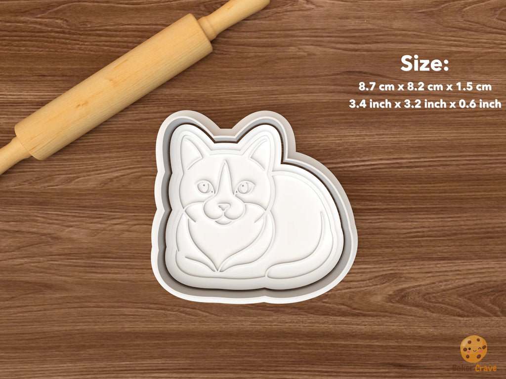 Tuxedo Cat Cookie Cutter Set STL File - single loafing tuxedo cat