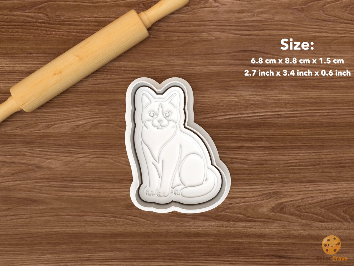 Tuxedo Cat Cookie Cutter Set STL File - single sitting tuxedo cat