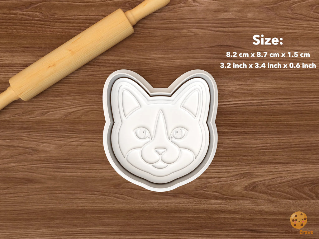 Tuxedo Cat Cookie Cutter Set STL File - single tuxedo cat face