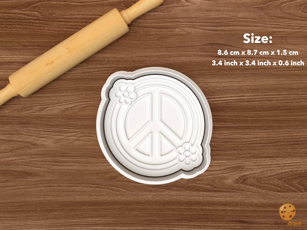 Two Groovy Birthday Cookie Cutter Set - single peace sign