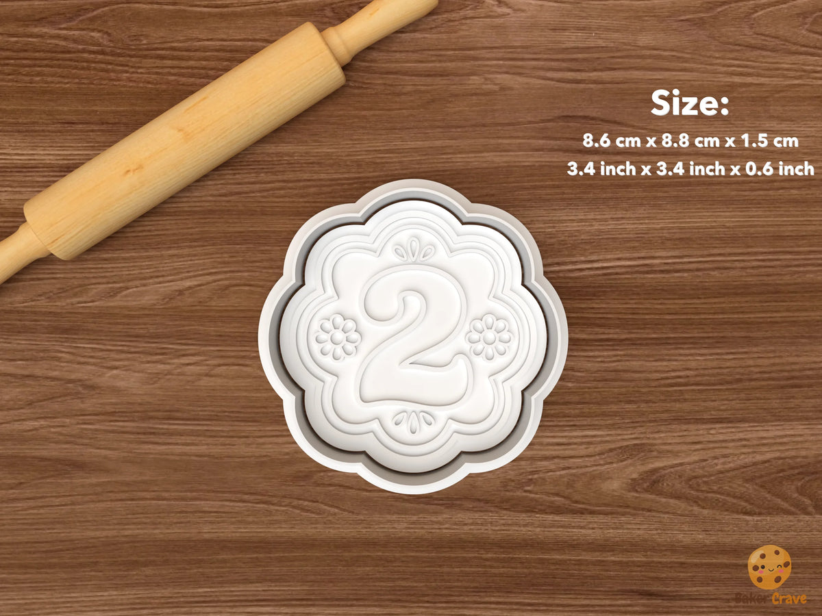 Two Groovy Birthday Cookie Cutter Set - single number two plaque