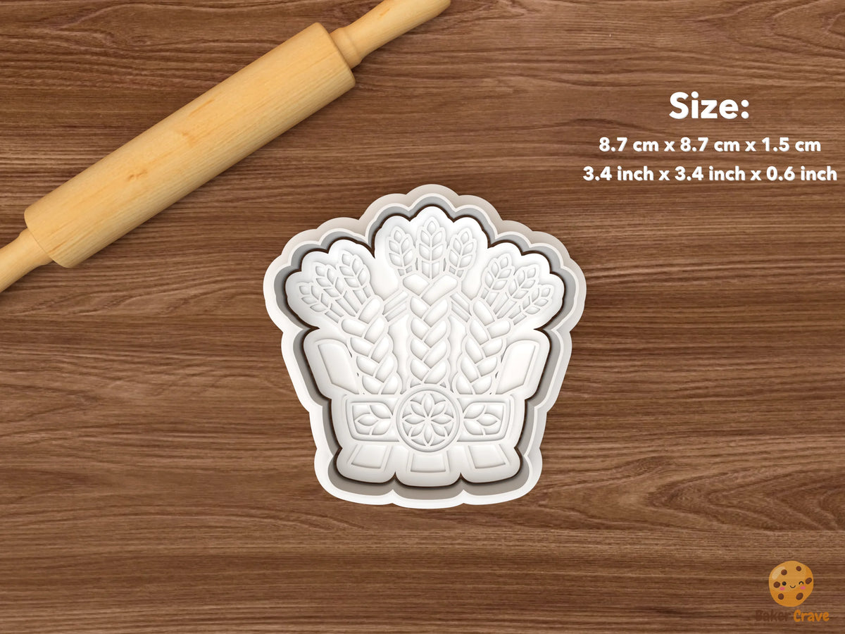 Ukrainian Didukh Christmas Cookie Cutter Set STL File - single braided didukh wheat bundle