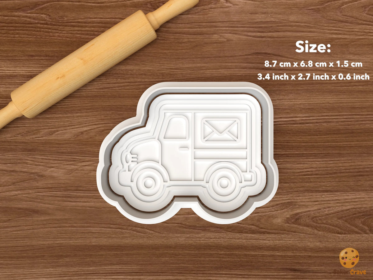 Valentine Mail Cookie Cutter Set STL File - single mail truck