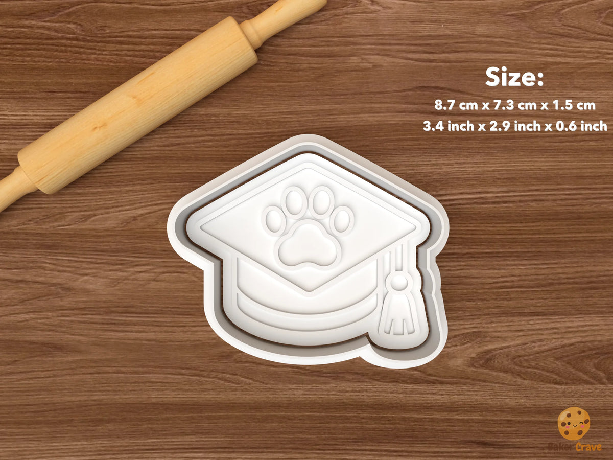 Veterinary Graduation Cookie Cutter Set STL File - single paw grad cap