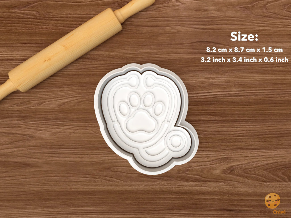 Veterinary Graduation Cookie Cutter Set STL File - single paw stethoscope