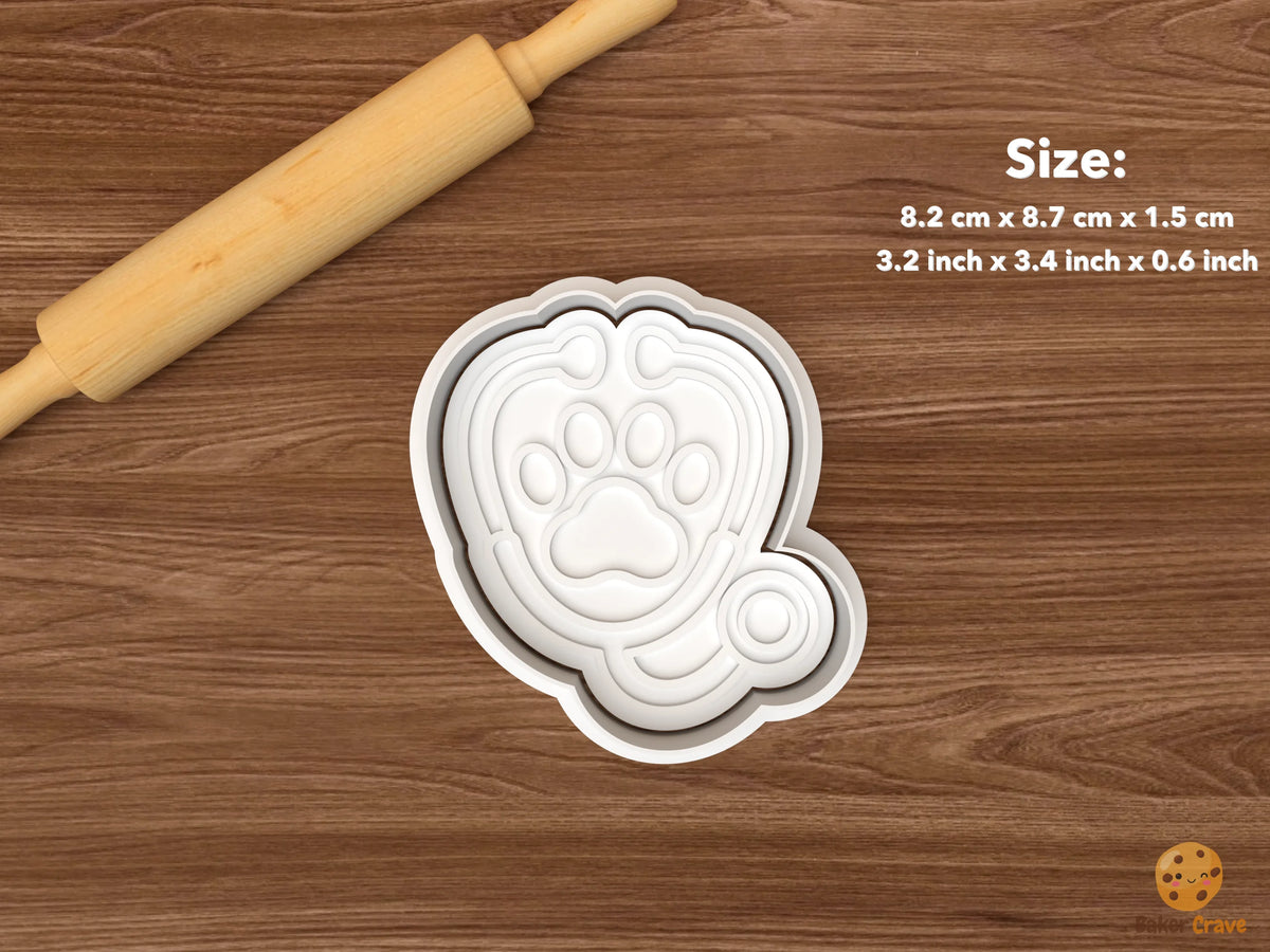 Veterinary Graduation Cookie Cutter Set STL File - single paw stethoscope