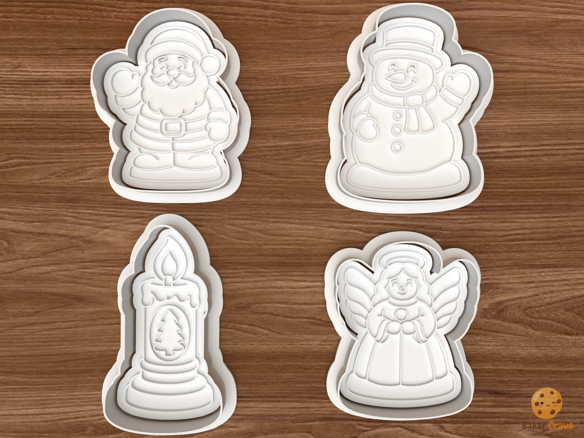 Vintage Blow Mold Christmas Yard Cookie Cutter Set STL File - 01 set main