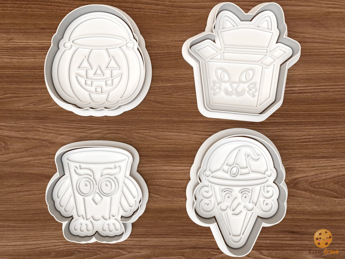 Vintage Halloween Candy Containers Cookie Cutter Set