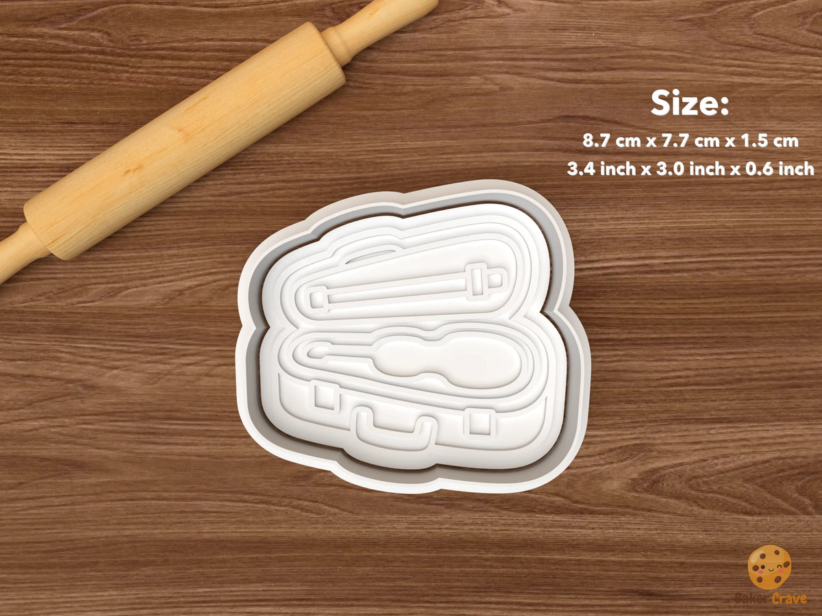 Violin Music Cookie Cutter Set - single open violin case