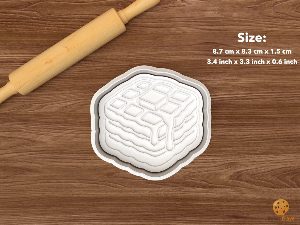 Waffle Brunch Cookie Cutter Set STL File - single stacked waffles with butter and syrup