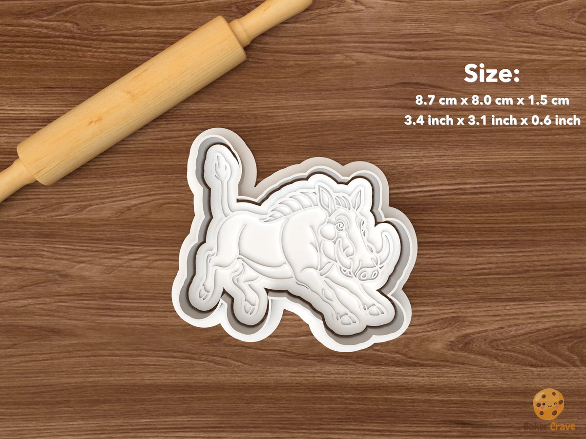 Warthog Cookie Cutter Set - single running side view warthog